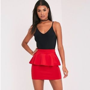Red Peplum Mini Skirt